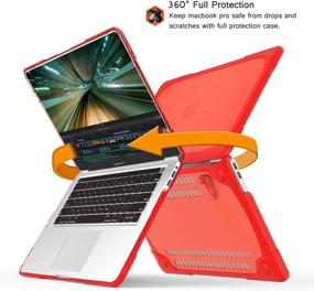 img 2 attached to 🔴 Red Protective Case for MacBook Pro 16 inch A2141 [2019 Release], Dual Layer Strong Case with Rubberized TPU Bumper for MacBook Pro 16'' with Touch Bar and Touch ID