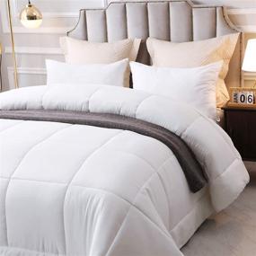 img 2 attached to 🛏️ Shatex White King Comforter: Ultra Soft All Season Bedding - King Size Down Comforter for Luxurious Sleep Experience