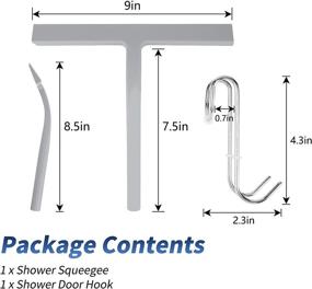 img 2 attached to 🚿 Efficient Silicone Rubber Shower Squeegee for Sparkling Shower Doors - 11" Bathroom Wiper with Stainless Steel Hook, Black Handheld Squeegy