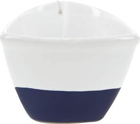 img 2 attached to 🚤 Pavilion Gift Company 12 Oz Stoneware Boat Dish Server with Wooden Oar Scoop - Life is at The Lake, 2 Piece Set - Blue: Perfect Nautical Serving Solution