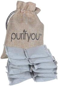 img 4 attached to Set of 12 Purifyou Bamboo Charcoal Air Purifying Bags - 100% Natural 🌿 Carbon Filters, Deodorizer Bags, Odor Absorber for Diaper Pail, Trash, Shoes, Closets, Cars, Fridge, Pets