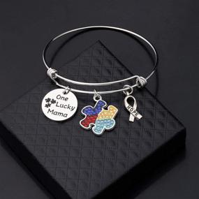 img 2 attached to 🧩 UJIMS Autism Mom Bracelet: Raise Awareness with Hope Ribbon Charm - Unique Asperger Jewelry for One Lucky Mama - Perfect Gift for Encouragement and Autism Puzzle Piece Awareness