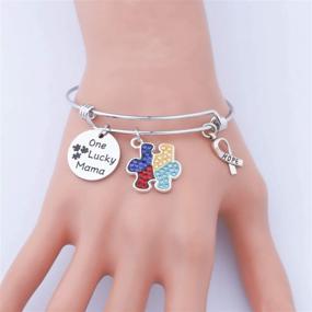 img 1 attached to 🧩 UJIMS Autism Mom Bracelet: Raise Awareness with Hope Ribbon Charm - Unique Asperger Jewelry for One Lucky Mama - Perfect Gift for Encouragement and Autism Puzzle Piece Awareness