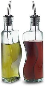 img 2 attached to 🍶 TableCraft Puzzle Shaped Glass Oil and Vinegar Bottle Set, Steel Free-Flow Pourers, 8-Ounce Capacity