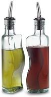 🍶 tablecraft puzzle shaped glass oil and vinegar bottle set, steel free-flow pourers, 8-ounce capacity логотип