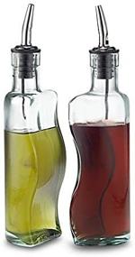 img 1 attached to 🍶 TableCraft Puzzle Shaped Glass Oil and Vinegar Bottle Set, Steel Free-Flow Pourers, 8-Ounce Capacity