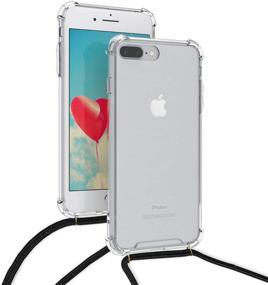 img 1 attached to 📱 Transparent/Black Crossbody Case for Apple iPhone 7 Plus / 8 Plus - Clear TPU Phone Cover with Lanyard Cord Strap