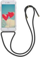 📱 transparent/black crossbody case for apple iphone 7 plus / 8 plus - clear tpu phone cover with lanyard cord strap logo