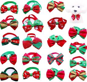 img 4 attached to 🎄 Yagopet 20pcs Christmas Dog Bow Ties: Stylish Cat & Dog Collar Accessories for Festive Grooming