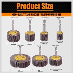 img 3 attached to 🔸 WENORA 35-Pack Abrasive Flap Wheel Sander Set - 7 Sizes, 80 Grit 1/4" Hex Shank Aluminum Oxide Flap Wheels with Cone Shape for Sanding