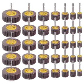 img 4 attached to 🔸 WENORA 35-Pack Abrasive Flap Wheel Sander Set - 7 Sizes, 80 Grit 1/4" Hex Shank Aluminum Oxide Flap Wheels with Cone Shape for Sanding