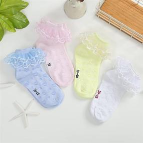 img 2 attached to 🧦 Cute and Stylish Lace Ankle Socks for Big Girls - 4 Pack Princess Socks