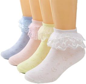 img 4 attached to 🧦 Cute and Stylish Lace Ankle Socks for Big Girls - 4 Pack Princess Socks