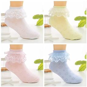 img 3 attached to 🧦 Cute and Stylish Lace Ankle Socks for Big Girls - 4 Pack Princess Socks