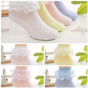 img 1 attached to 🧦 Cute and Stylish Lace Ankle Socks for Big Girls - 4 Pack Princess Socks
