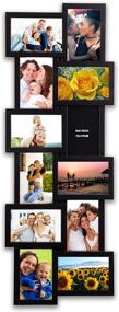 img 4 attached to 🖼️ HELLO LAURA Long Fall Shape Black Gallery Collection 32x12 inch Photo Frame - Perfect for 4x6" Pictures, 12 Openings, Wall Hanging