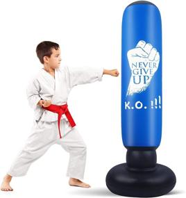 img 4 attached to Inflatable Kids Punching Bag: Karate Gifts for Boys & Girls, Immediate Bounce Back Boxing Bag for Practicing Karate, Taekwondo, and Relieving Pent Up Energy in Kids and Adults