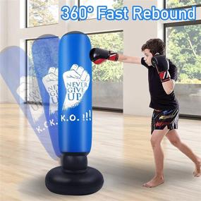 img 3 attached to Inflatable Kids Punching Bag: Karate Gifts for Boys & Girls, Immediate Bounce Back Boxing Bag for Practicing Karate, Taekwondo, and Relieving Pent Up Energy in Kids and Adults