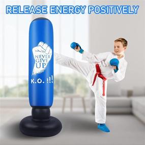 img 1 attached to Inflatable Kids Punching Bag: Karate Gifts for Boys & Girls, Immediate Bounce Back Boxing Bag for Practicing Karate, Taekwondo, and Relieving Pent Up Energy in Kids and Adults