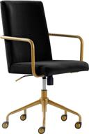 🖥️ elle decor giselle velvet modern home office desk chair with gold accents - adjustable, high back, black логотип