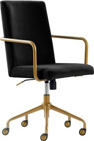 img 4 attached to 🖥️ Elle Decor Giselle Velvet Modern Home Office Desk Chair with Gold Accents - Adjustable, High Back, Black