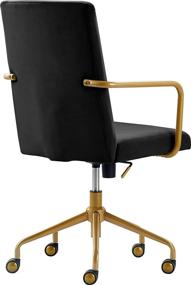 img 1 attached to 🖥️ Elle Decor Giselle Velvet Modern Home Office Desk Chair with Gold Accents - Adjustable, High Back, Black