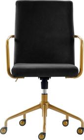 img 3 attached to 🖥️ Elle Decor Giselle Velvet Modern Home Office Desk Chair with Gold Accents - Adjustable, High Back, Black