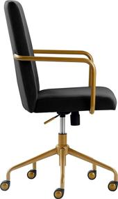 img 2 attached to 🖥️ Elle Decor Giselle Velvet Modern Home Office Desk Chair with Gold Accents - Adjustable, High Back, Black