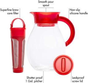 img 3 attached to Primula - PTBRE-3710 The Big Iced Tea Maker – 1 Gallon Red Beverage Pitcher