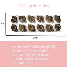 img 3 attached to 🧁 Doris & Birk Greaseproof Cupcake Boxes with Insert Holders and Plastic Window - Disposable Carrier Containers for Cupcakes, Muffins, and Desserts Storage