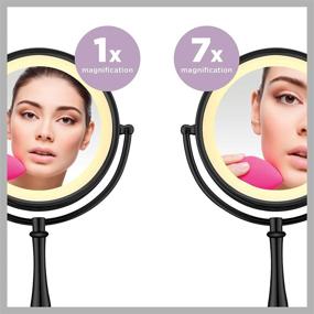 img 1 attached to 💡 Conair Reflections Двустороннее зеркало для макияжа с подсветкой: увеличение 1x/7x, матово-черная отделка - Подсвечивайте свою ежедневную рутину красоты