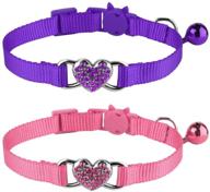 mtliepte 2-pack heart bling cat collars: breakaway, adjustable & bell-adorned nylon accessories for your kitty logo