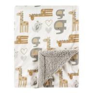 luvable friends unisex baby plush blanket: neutral safari style with cozy sherpa backing, one size logo