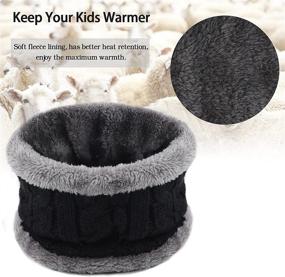 img 1 attached to 🧣 Winter Warm Knit Beanie Hat and Scarf Set for Kids Boys and Girls with Cozy Fleece Lining