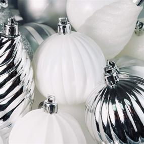 img 3 attached to 🎄 R N'D Toys RN'D Christmas Decorative Ball Ornaments - Elegant White and Silver Christmas Ball Hanging Tree Ornament Set with Hooks - 75 Piece Assorted Shapes and Sizes