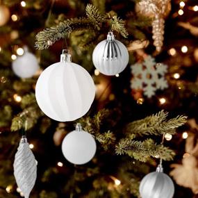 img 1 attached to 🎄 R N'D Toys RN'D Christmas Decorative Ball Ornaments - Elegant White and Silver Christmas Ball Hanging Tree Ornament Set with Hooks - 75 Piece Assorted Shapes and Sizes