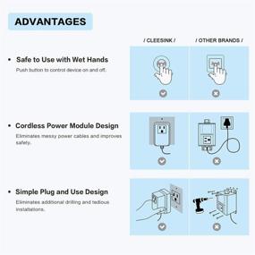 img 2 attached to 🚰 Cordless Stainless Steel Garbage Disposal Switch Kit by CLEESINK: Convenient LONG 2.5'' Sink Top Push Button for Food Waste Disposer