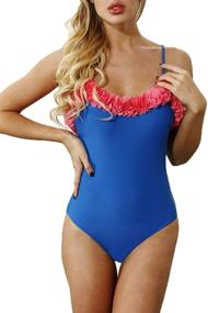 img 4 attached to CHYRII Swimsuit Spaghetti Ruffled Monokini Women's Clothing and Swimsuits & Cover Ups