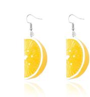 tianbangshi charm lemon earrings: trendy resin long tangerine pendant, cute and fashionable fruit drop dangle earrings for women, girls jewelry gifts logo