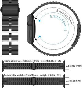 img 1 attached to Ремешок для часов из нержавеющей стали QUNDAXI, совместимый с Apple Watch 42мм 44мм - стильный браслет для женщин/мужчин - идеальное сочетание для серии Iwatch Se/6/5/4/3/2/1 - черный.