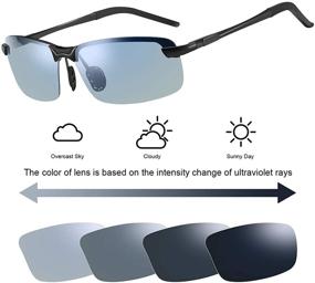 img 2 attached to 🕶️ Unisex Photochromic Polarized Safety Sunglasses with Blue Light Blocking Technology, UV Protection for Day and Night, Spring Hinge Sports Driving Eyewear for Men and Women, Anti Glare & Eyestrain Eyeglasses