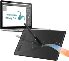 img 4 attached to HUION Inspiroy H950P Drawing Tablet: Ultimate Digital Drawing Pad with Tilt Feature, Battery-Free Pen, 8192 Pressure Sensitivity, and 8 User-Defined Shortcuts