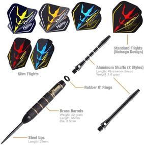 img 2 attached to 🎯 Naissgo Steel Tips Darts Set - Premium Professional Darts Steel Tip with Brass Barrels and Bonus Accessories in a Stylish Gift Case