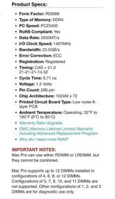 img 2 attached to OWC 8GB PC23400 DDR4 ECC-R 2933MHz RDIMM Memory Compatible With Mac Pro 2019 And Up Models