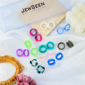 img 3 attached to JEWSEEN 20PCS Soft Silicone Ear Gauges Flesh Tunnels Plugs: Expand Your Style with Comfortable Ear Piercing Jewelry