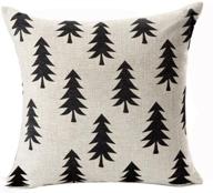 🌲 pine tree forest white geometry cotton linen throw pillow case cushion cover | home sofa decor 18 x 18 inch | style g - qinu keonu логотип