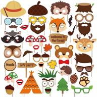 🐾 44pcs woodland animals photo booth props | forest friends selfie props | woodland creatures party supplies | birthday theme backdrop decorations | baby shower, 1st, first bday | kristin paradise logo