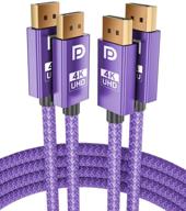 🔌 elebase displayport cable 6.6ft 2-pack - high speed 21.6gbps dp 1.2 male to male cable, 4k@60hz, 2k@165hz, hdr2 - double nylon-braided cord for laptop, pc, tv, gaming monitor logo