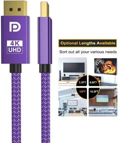 img 1 attached to 🔌 Elebase DisplayPort Cable 6.6FT 2-Pack - High Speed 21.6Gbps DP 1.2 Male to Male Cable, 4K@60Hz, 2K@165Hz, Hdr2 - Double Nylon-Braided Cord for Laptop, PC, TV, Gaming Monitor