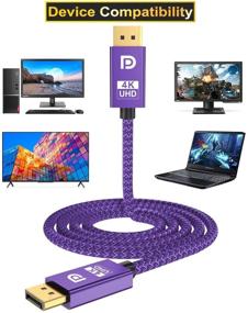 img 2 attached to 🔌 Elebase DisplayPort Cable 6.6FT 2-Pack - High Speed 21.6Gbps DP 1.2 Male to Male Cable, 4K@60Hz, 2K@165Hz, Hdr2 - Double Nylon-Braided Cord for Laptop, PC, TV, Gaming Monitor